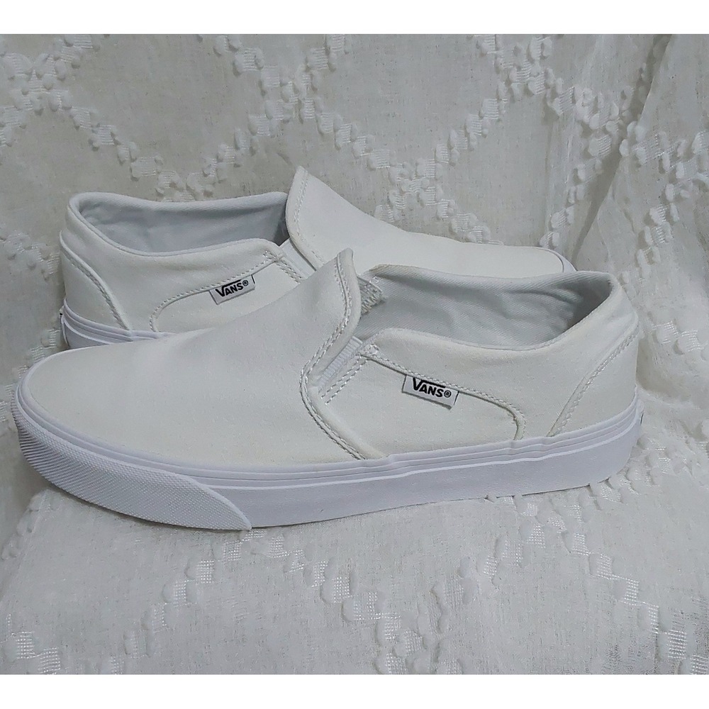 Vans Classic Slip-On White Canvas Sneakers Womens size 8